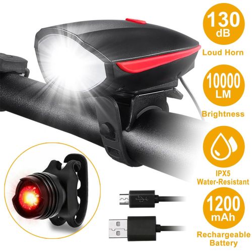 10000lm Bike Headlight USB Rechargeable LED Bicycle Front Light Rear Tail Light 10000lm Bike Headlight USB Rechargeable LED Bicycle Front Light Rear Tail Light