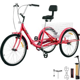 VEVOR Tricycle Adult 24'' Wheels Adult Tricycle 1-Speed 3 Wheel Bikes For Adults Three Wheel Bike For Adults Adult Trike Adult Folding Tricycle Foldab (default: default)